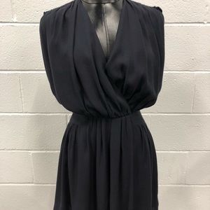 French Connection Navy deep v midi dress